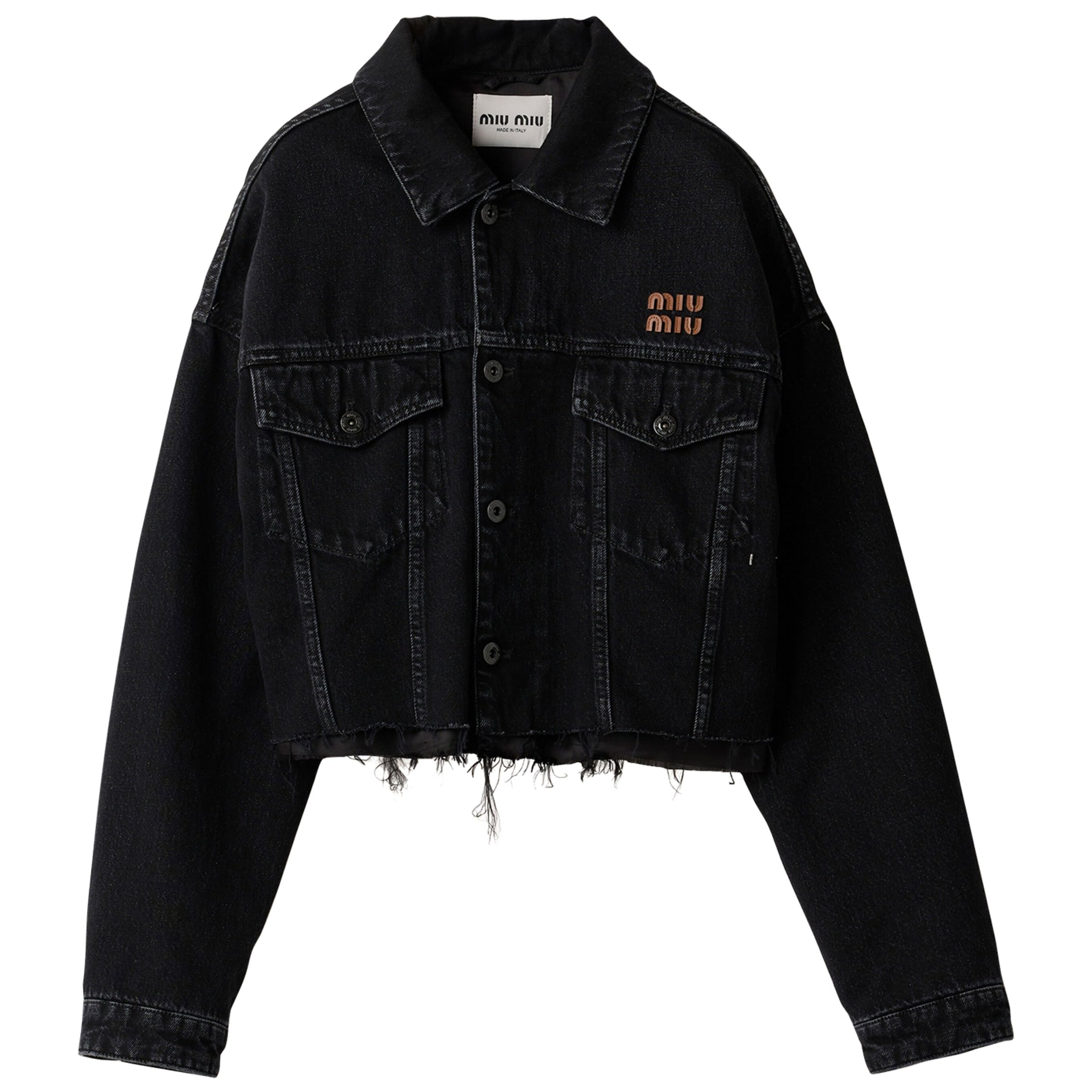Miu Miu Black Raw-Hem Denim Jacket