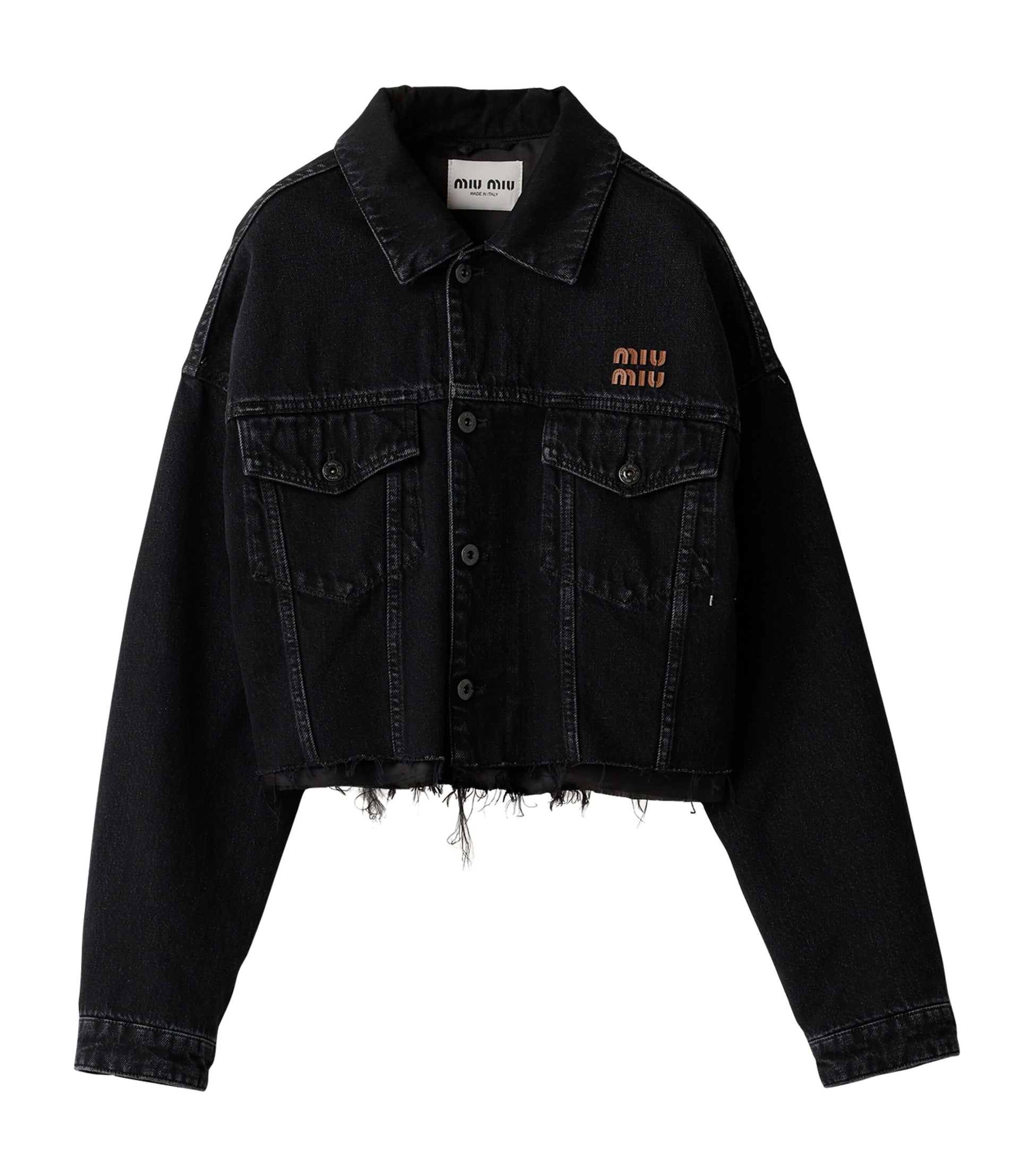 Miu Miu Black Raw-Hem Denim Jacket