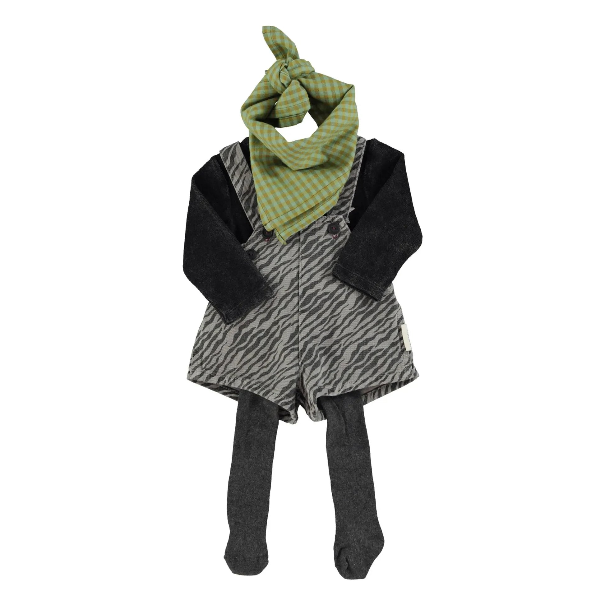 Piupiuchick - Zebra Short Dungarees | Grey