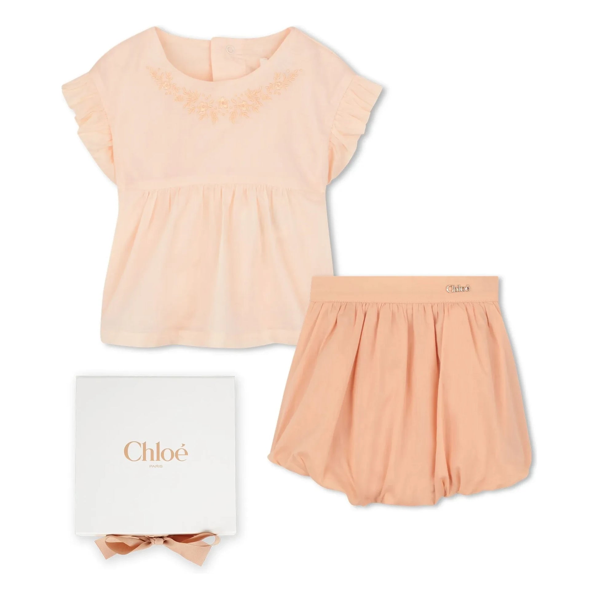 Chloé - Organic cotton blouse and bloomer set | Powder pink