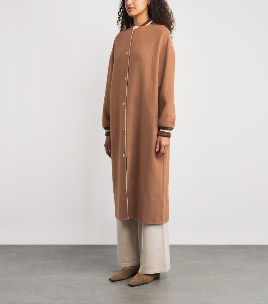 Eleventy Beige Wool Longline Bomber Jacket