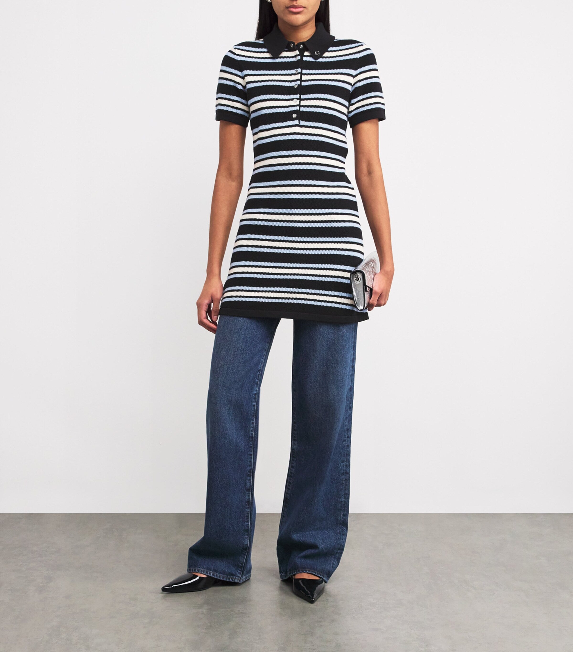 Maje Multi Striped Polo Mini Dress