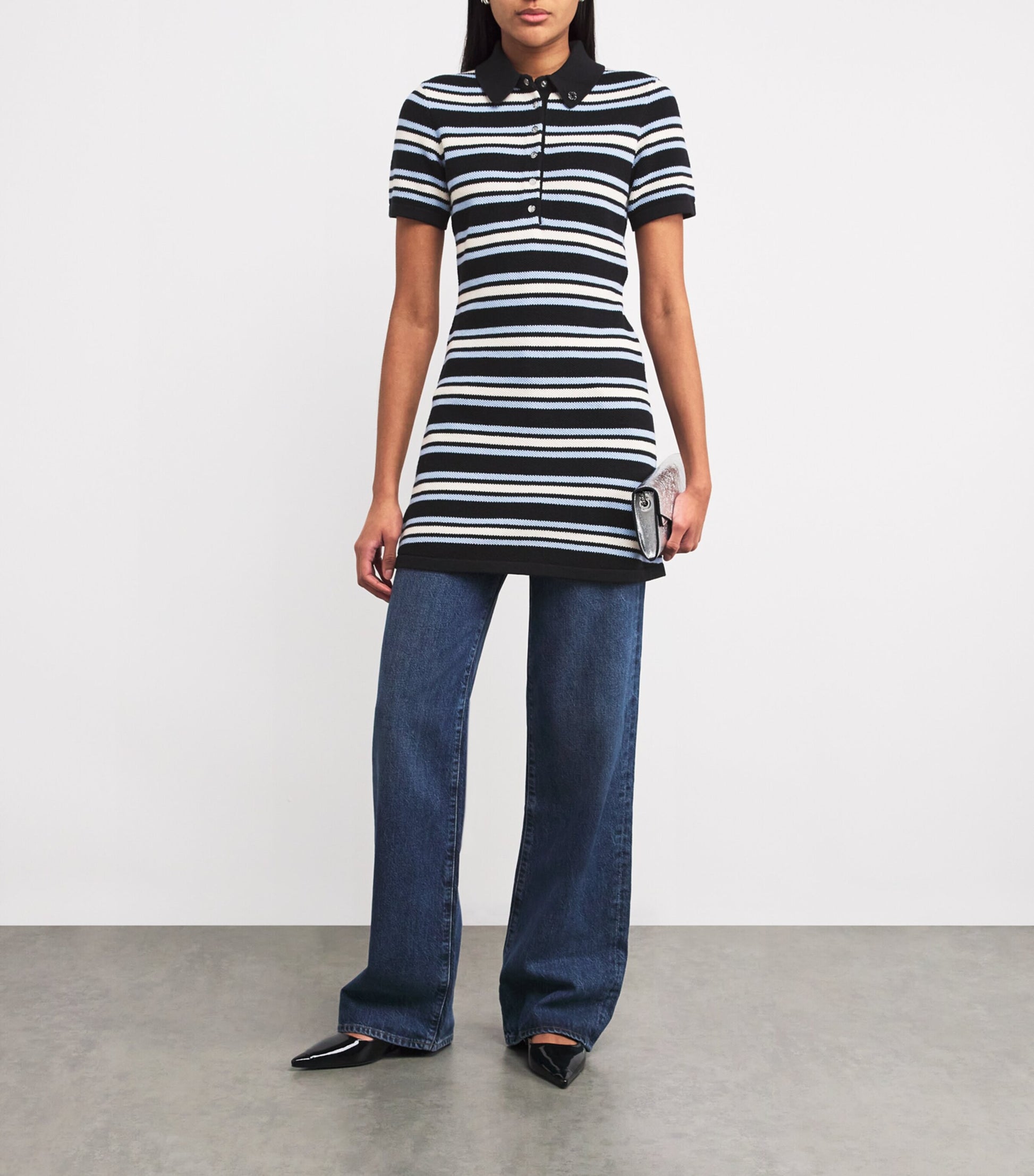 Maje Multi Striped Polo Mini Dress