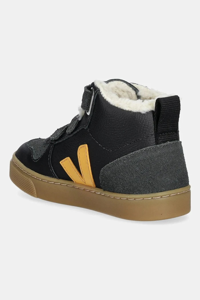 Veja Small V-10 Mid Winter Kids Leather Sneakers