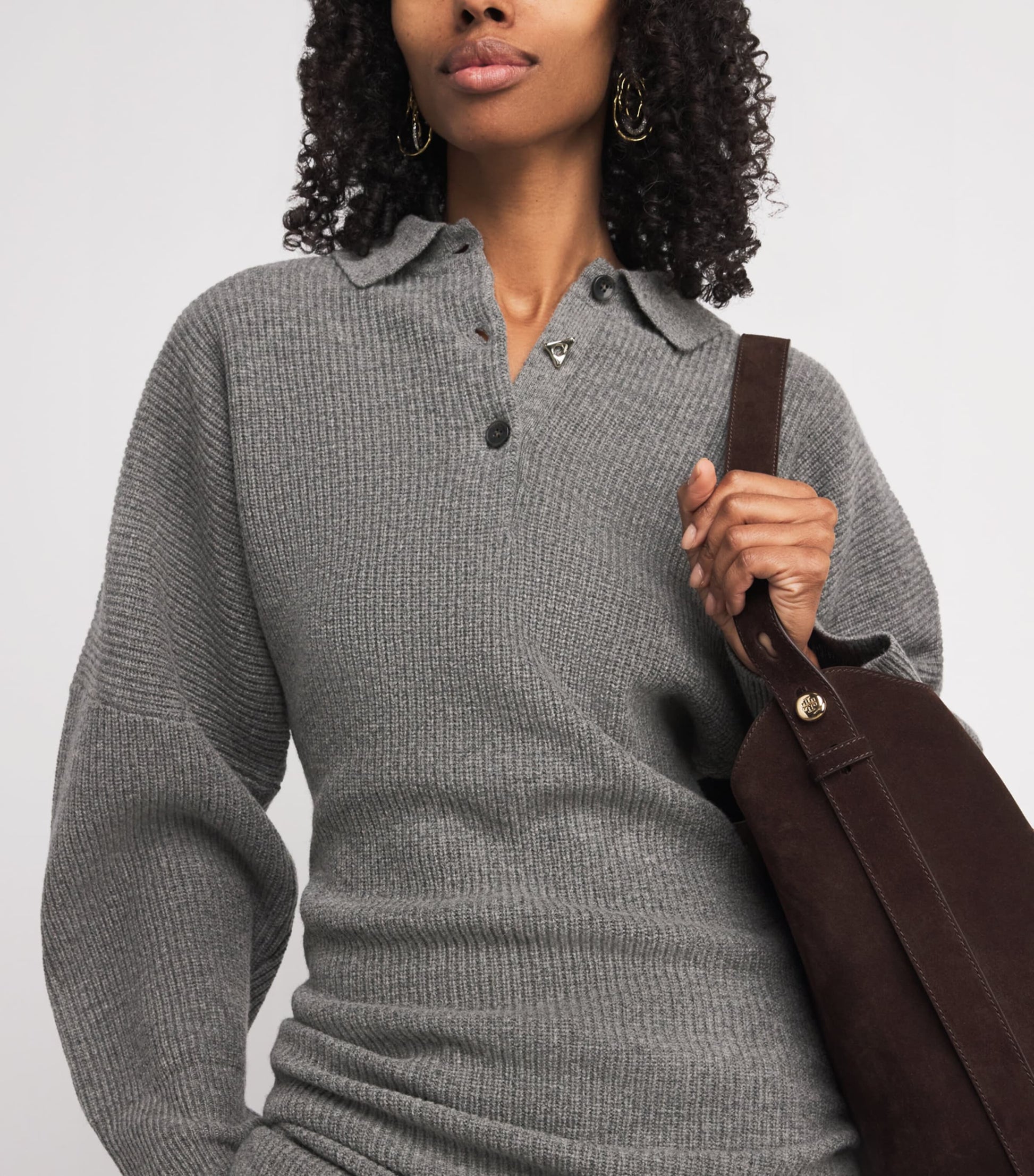 Aeron Grey Wool Desert Polo Mini Dress