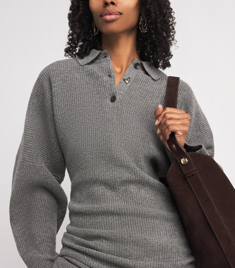 Grey Wool Desert Polo Mini Dress