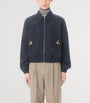 Valentino Garavani Blue Wool-Blend VLogo Bomber Jacket