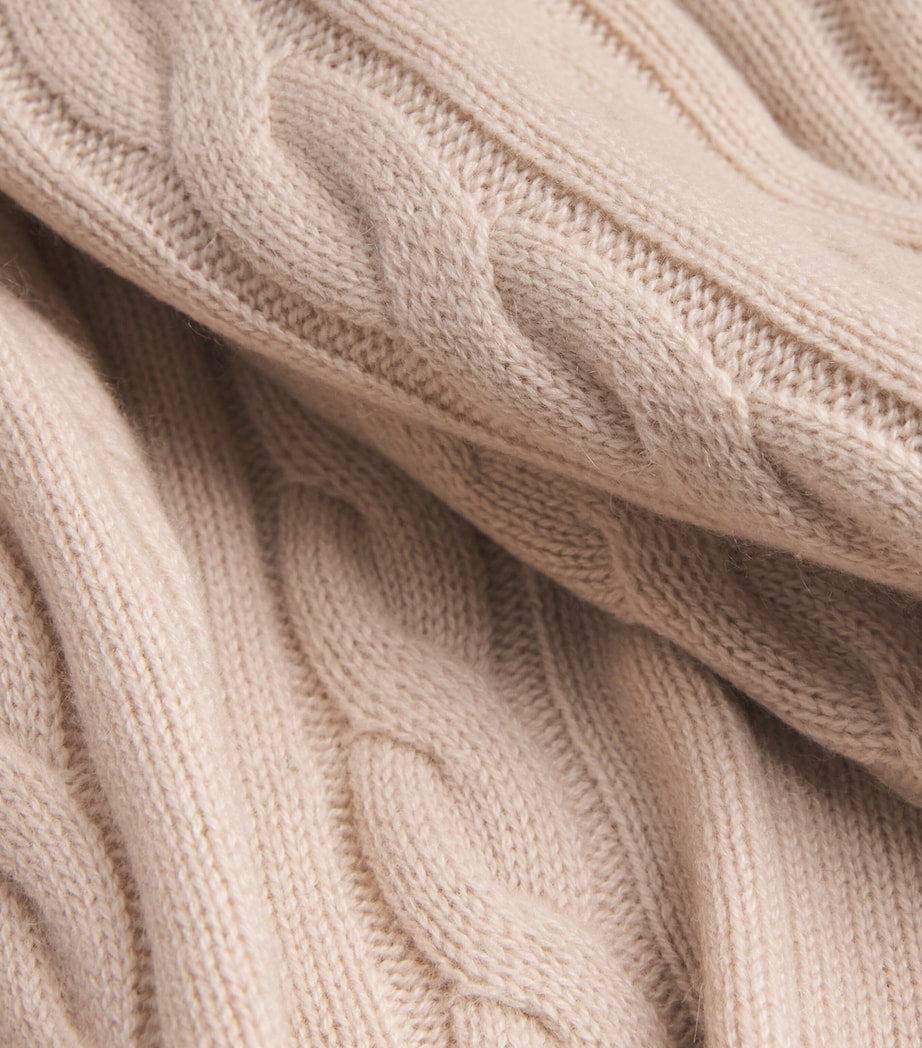 Soft Goat Ivory Cashmere Cable-Knit Sweatpants
