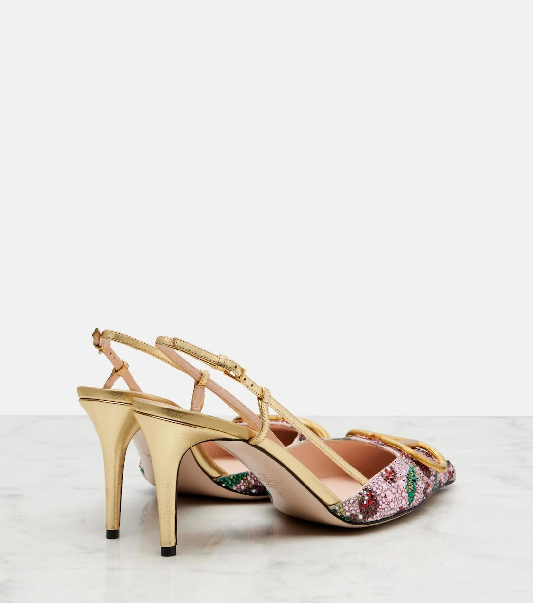 Valentino Garavani - VLogo 80 embellished leather slingback pumps