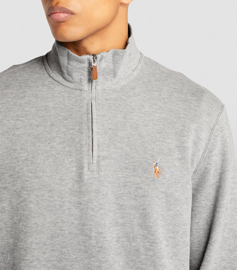 Polo Ralph Lauren Grey Cotton Quarter-Zip Sweater