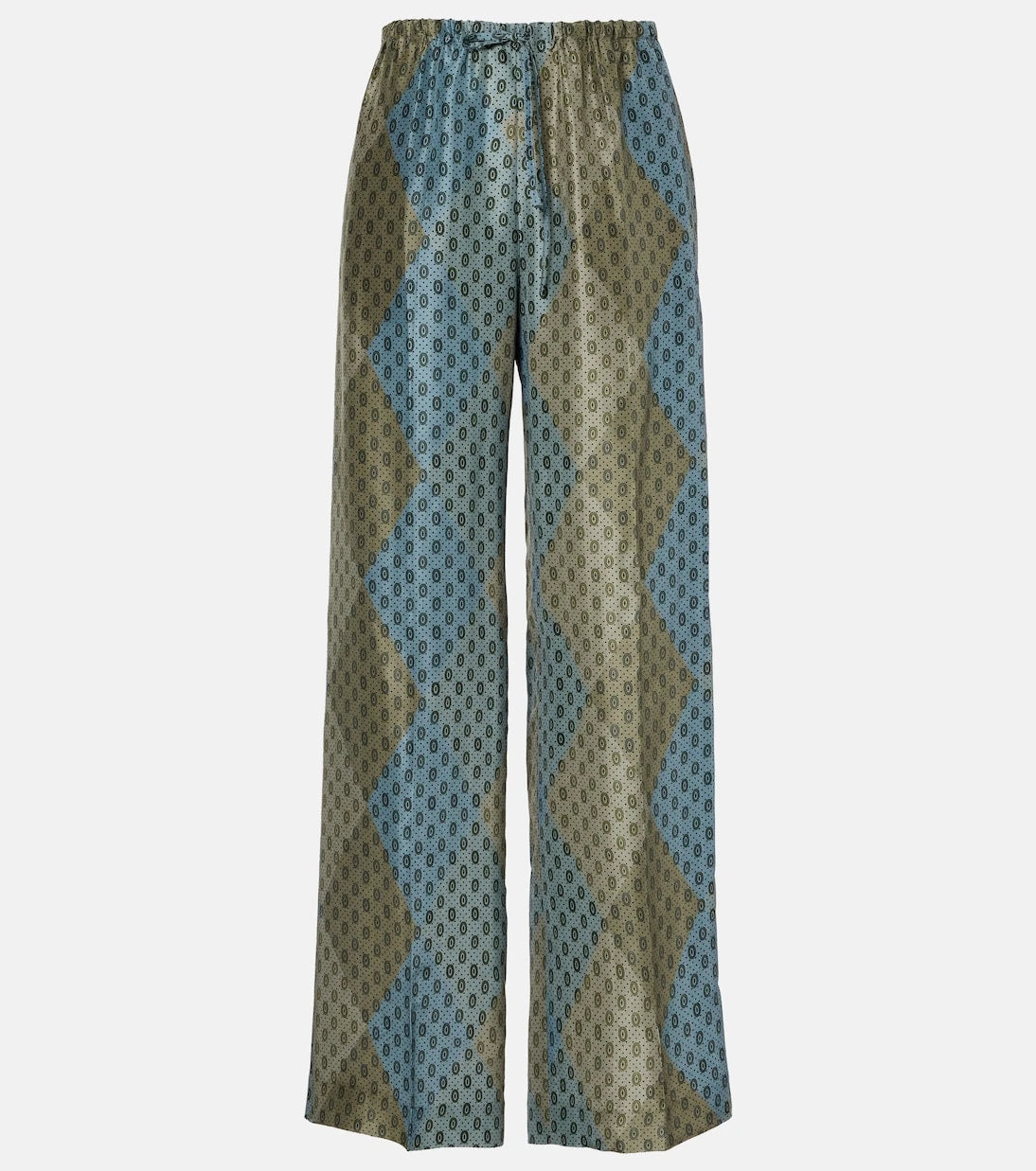 Dries Van Noten - Printed silk satin straight pants