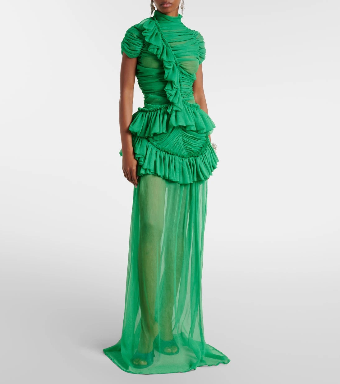 Dries Van Noten - Ruffled silk muslin maxi skirt