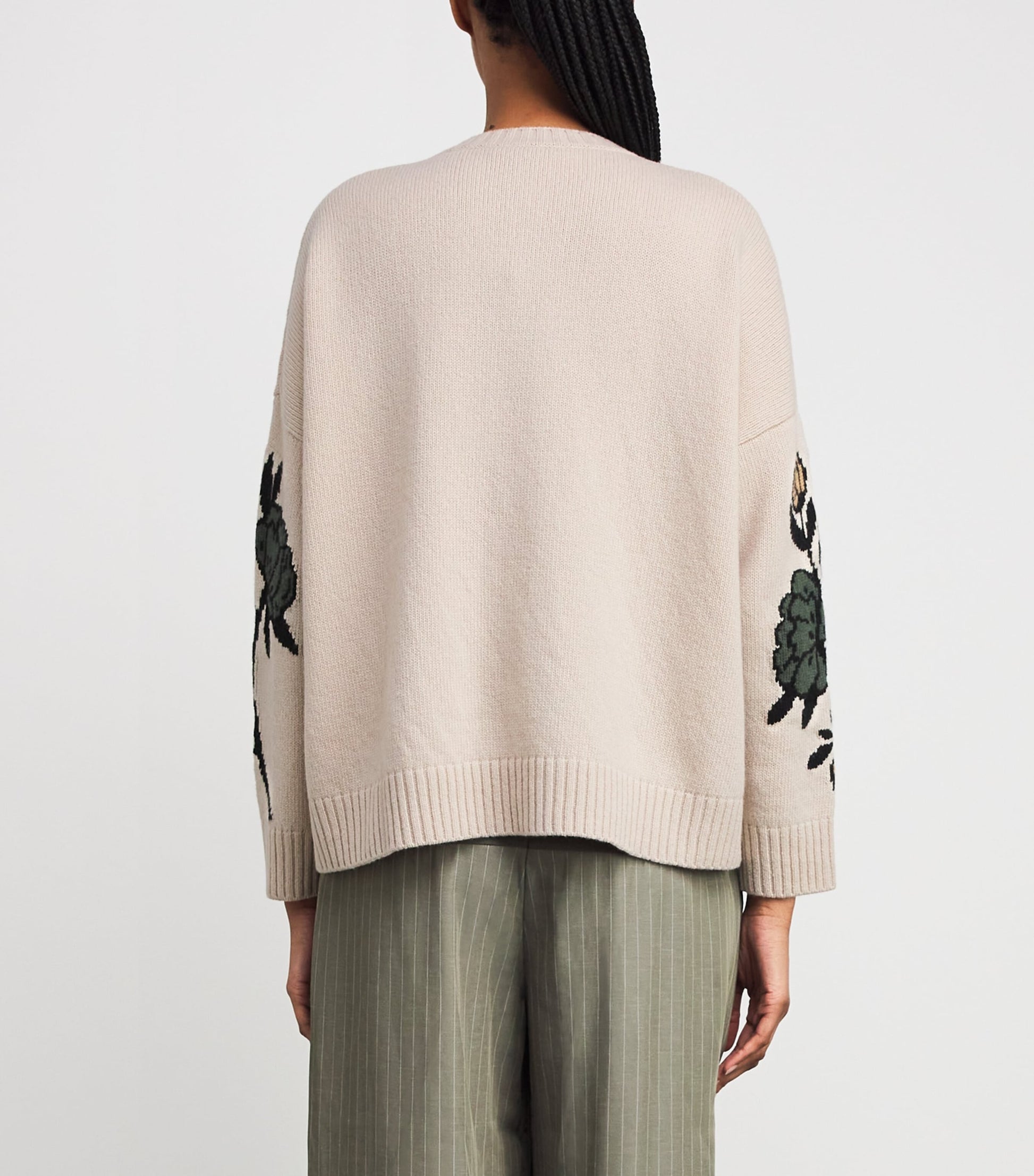 White Virgin Wool Jacquard Sweater