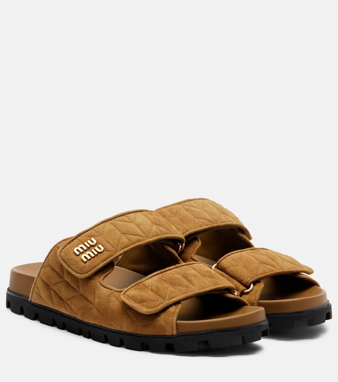 Miu Miu - Quilted suede slides