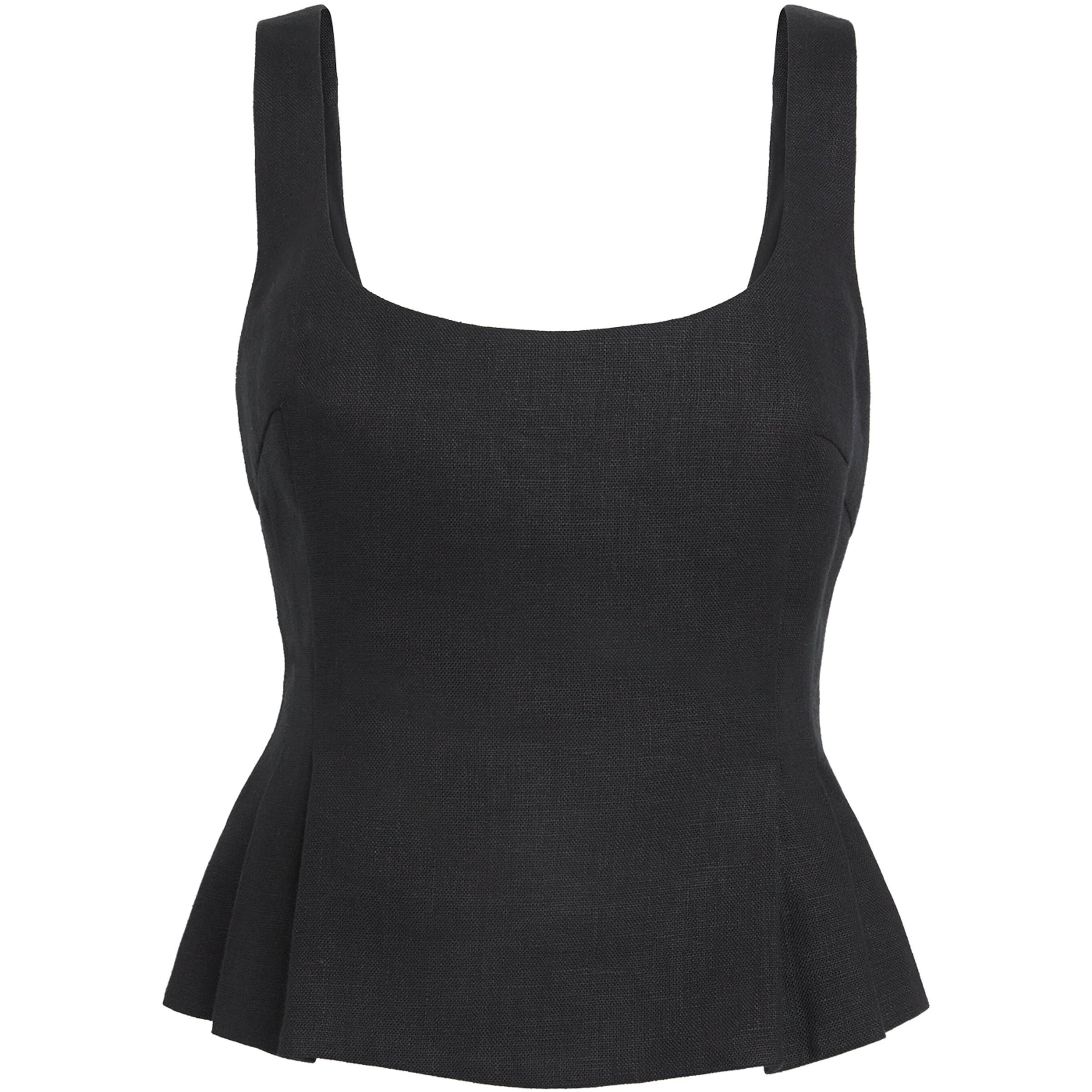 Posse Black Linen Rosalie Peplum Top
