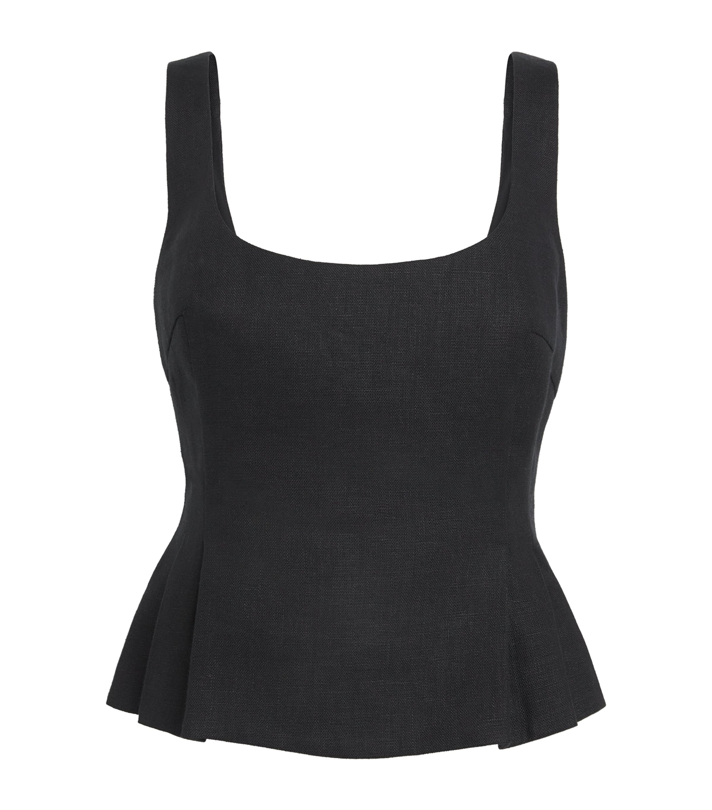 Posse Black Linen Rosalie Peplum Top