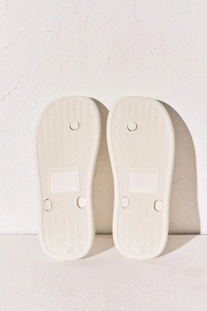 women'secret kadın düz tabanlı terlik SI FLIP FLOP CREAM