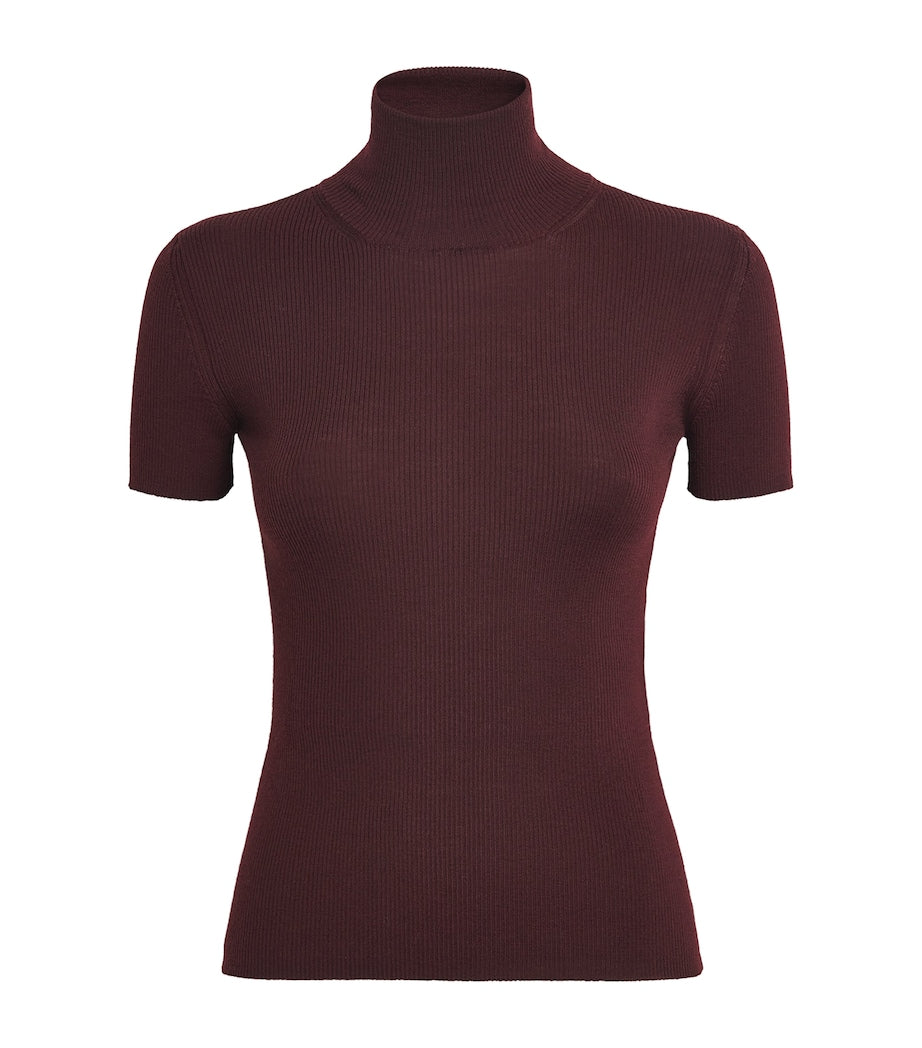 Red Wool Short-Sleeve Sweater