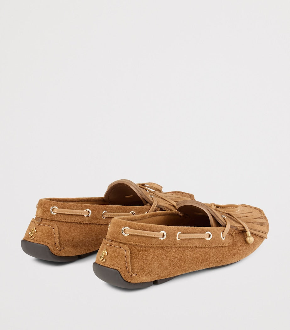 Jimmy Choo Beige Manon Flat Suede Loafers