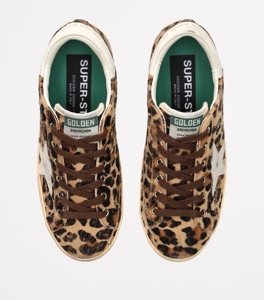 Golden Goose Brown Pony Skin Leopard Print Super-Star Sneakers