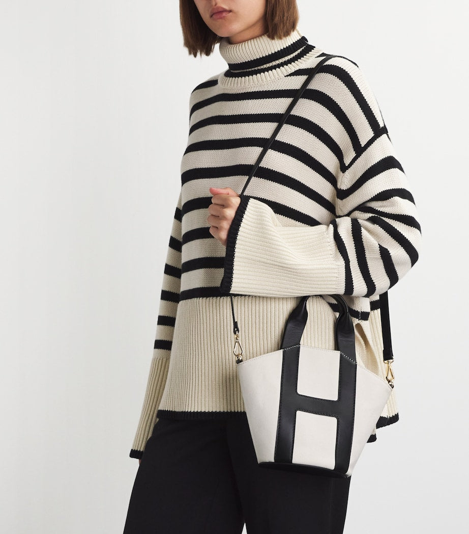 Harrods Grab Canvas Tote Bag BLACK