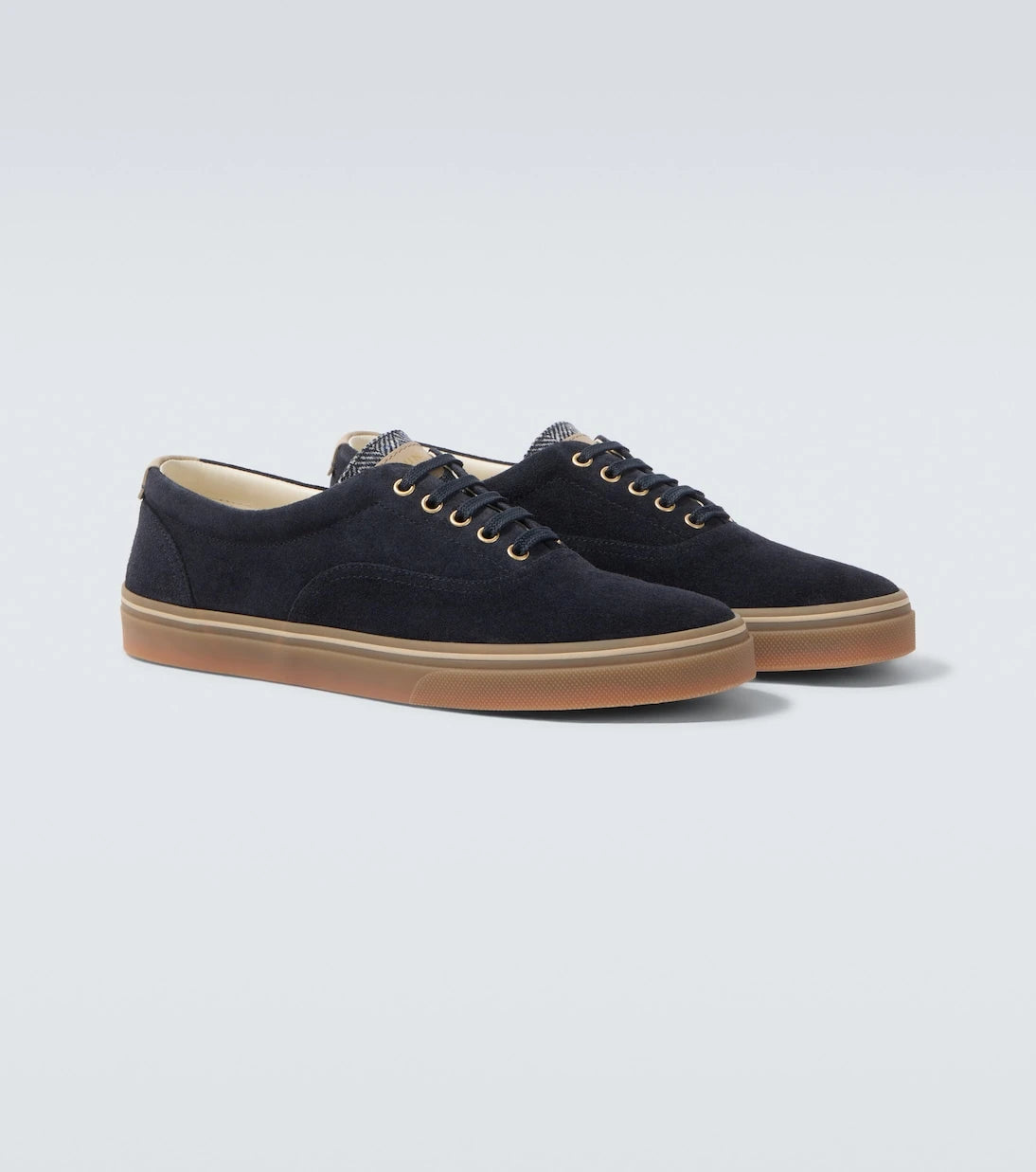 Brunello Cucinelli - Leather-trimmed suede sneakers