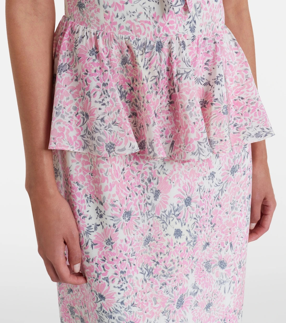 Alessandra Rich - Floral peplum silk midi dress