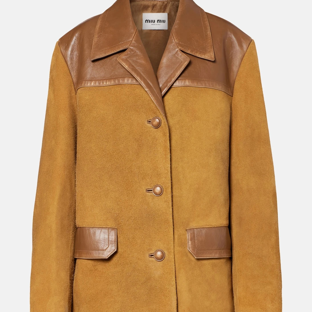 Miu Miu - Leather-trimmed suede jacket