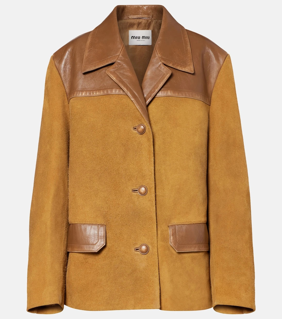 Miu Miu - Leather-trimmed suede jacket