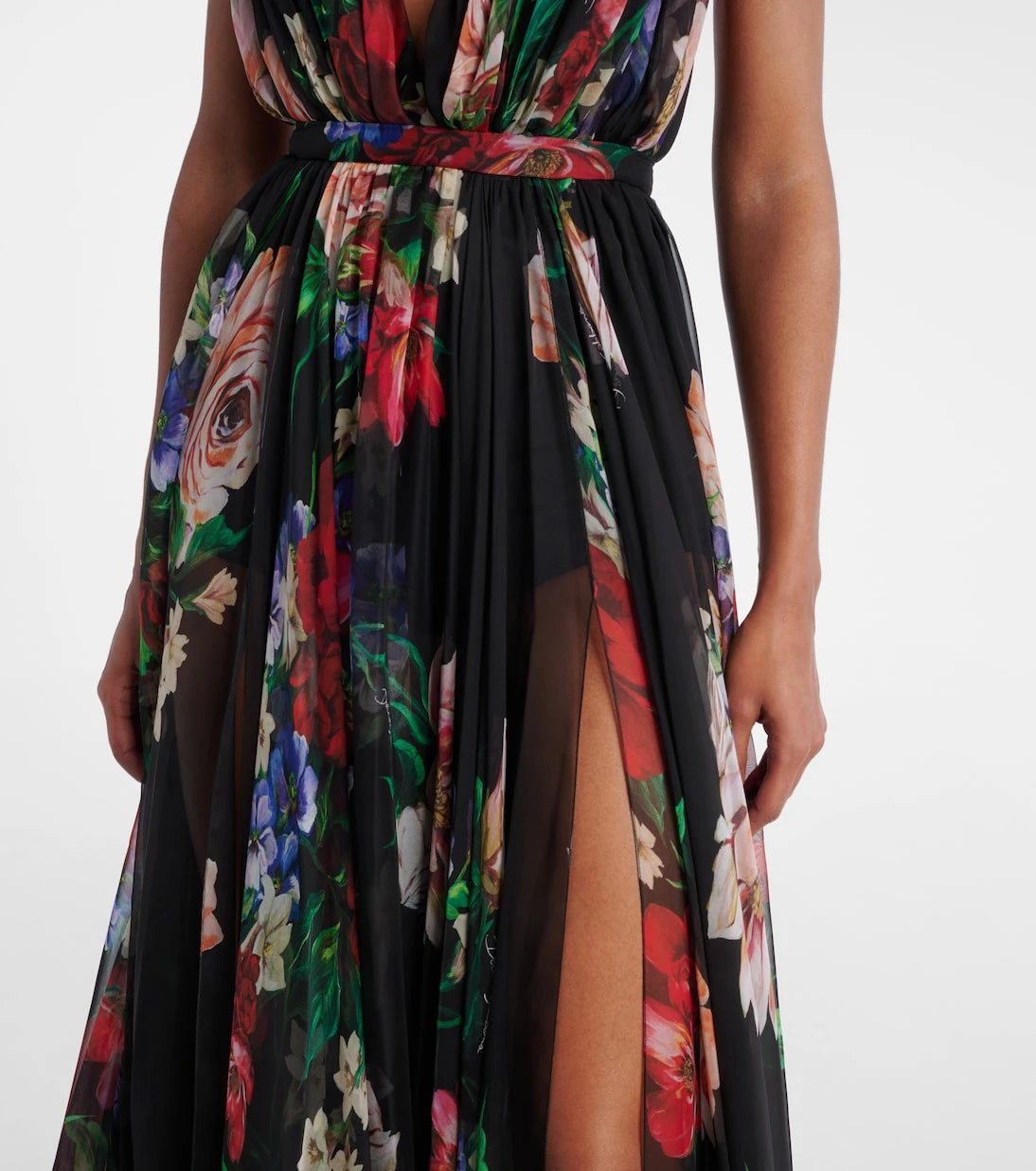 Dolce&Gabbana - Floral pleated silk chiffon gown