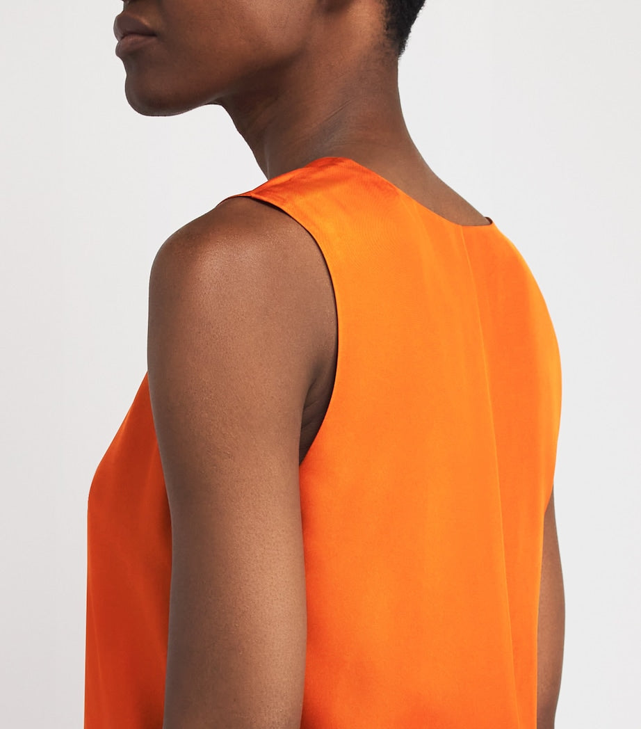 Róhe Orange Silk V-Neck Midi Dress