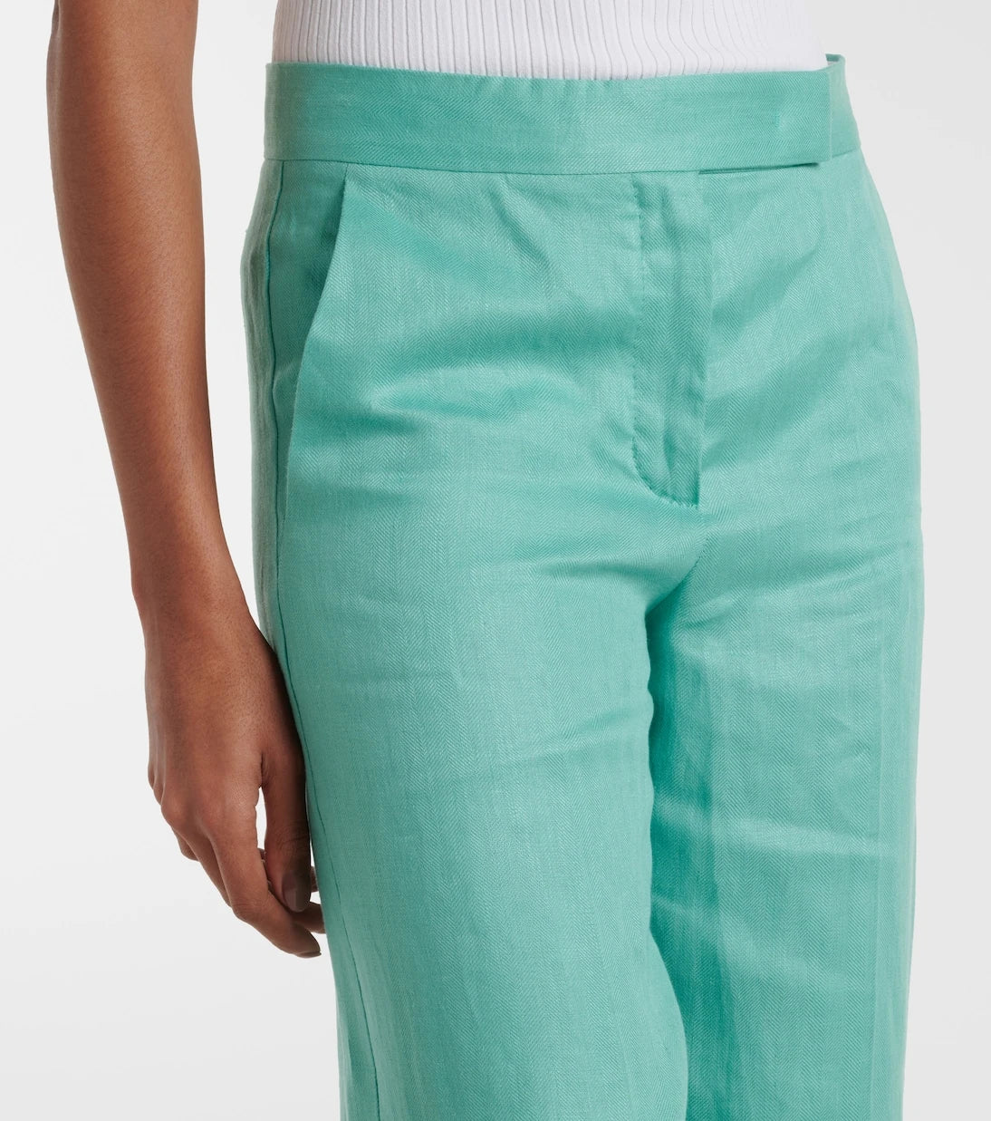 Max Mara - Deserto herringbone linen wide-leg pants