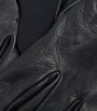 Leather-Trim Mixed Media Gloves
