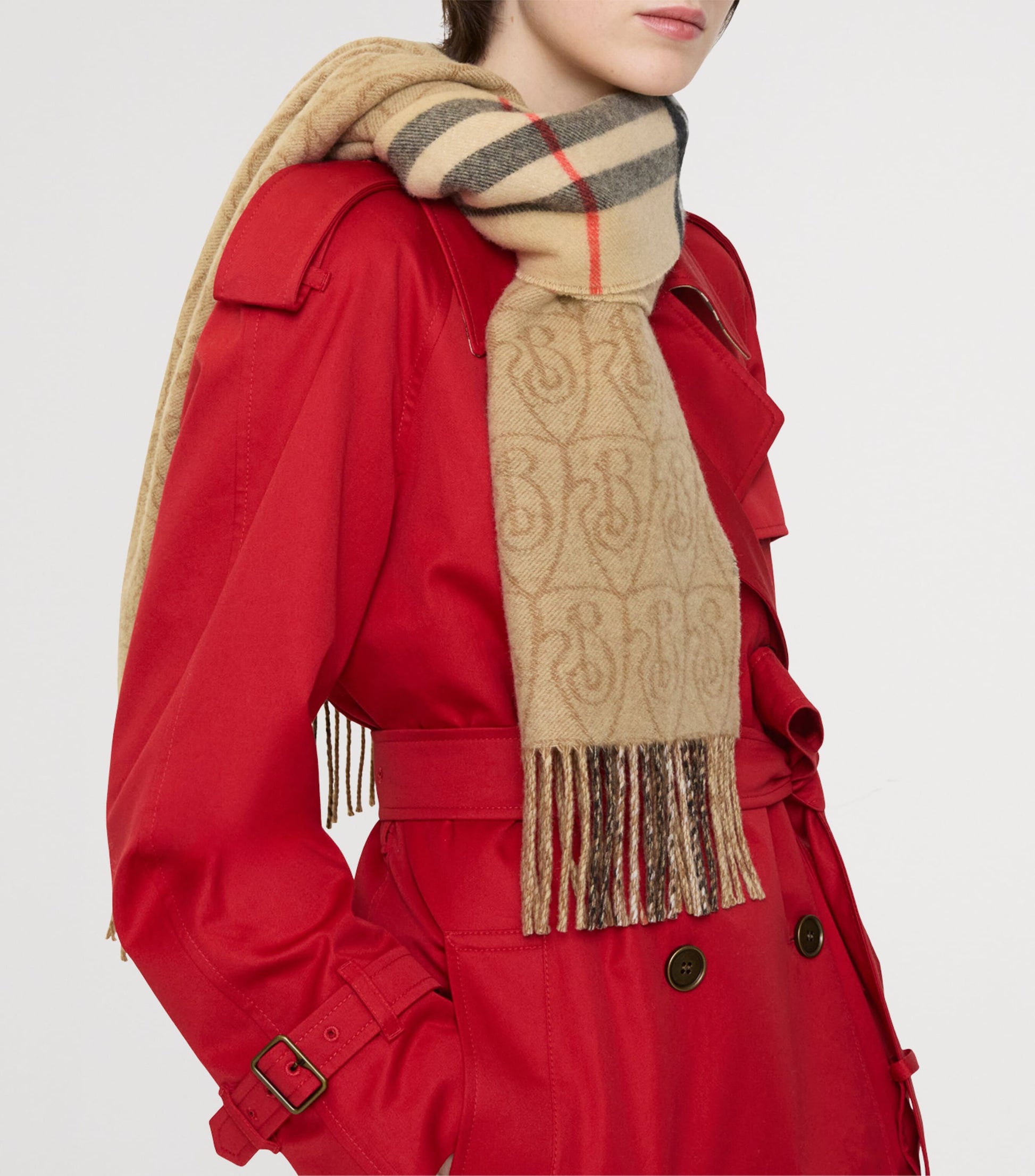 Cashmere Reversible B Shield Scarf