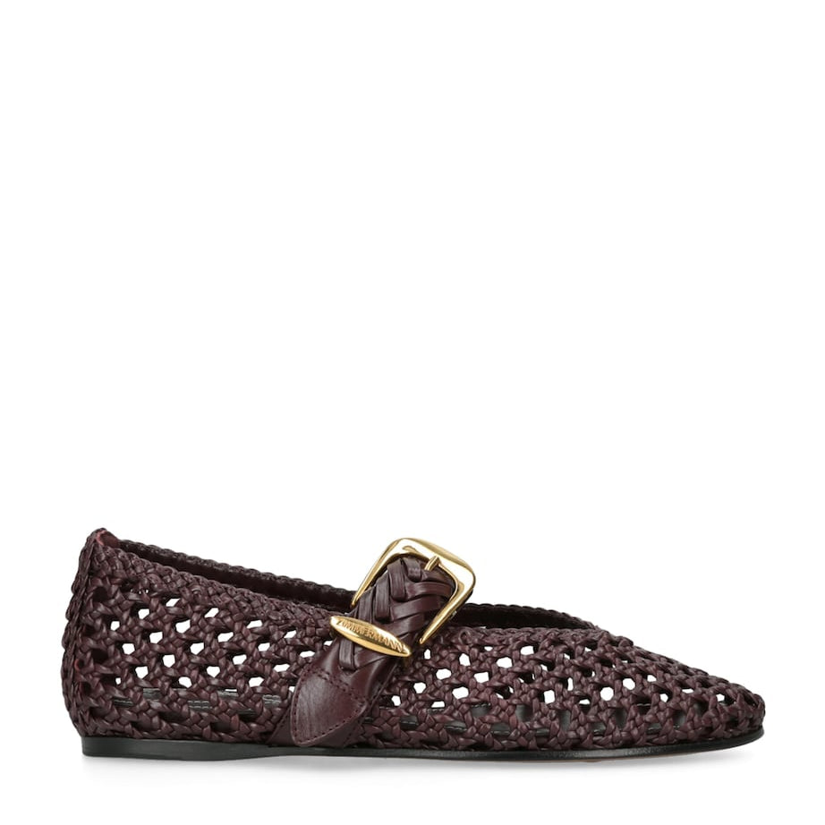 Brown Calf Leather Helix Ballet Flats