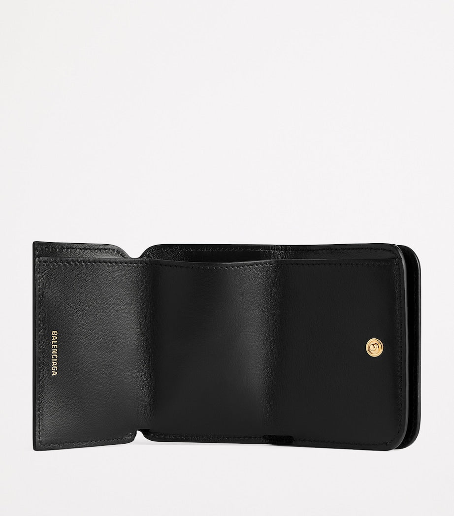 Black Mini Leather Cash 2.0 Trifold Wallet