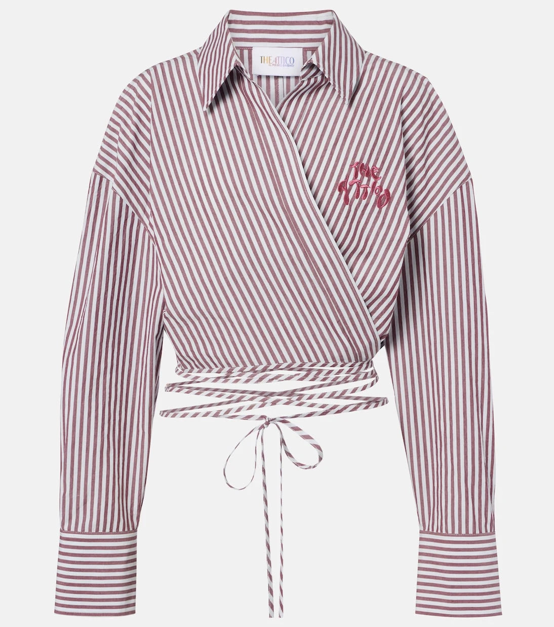 The Attico - Striped cotton wrap top