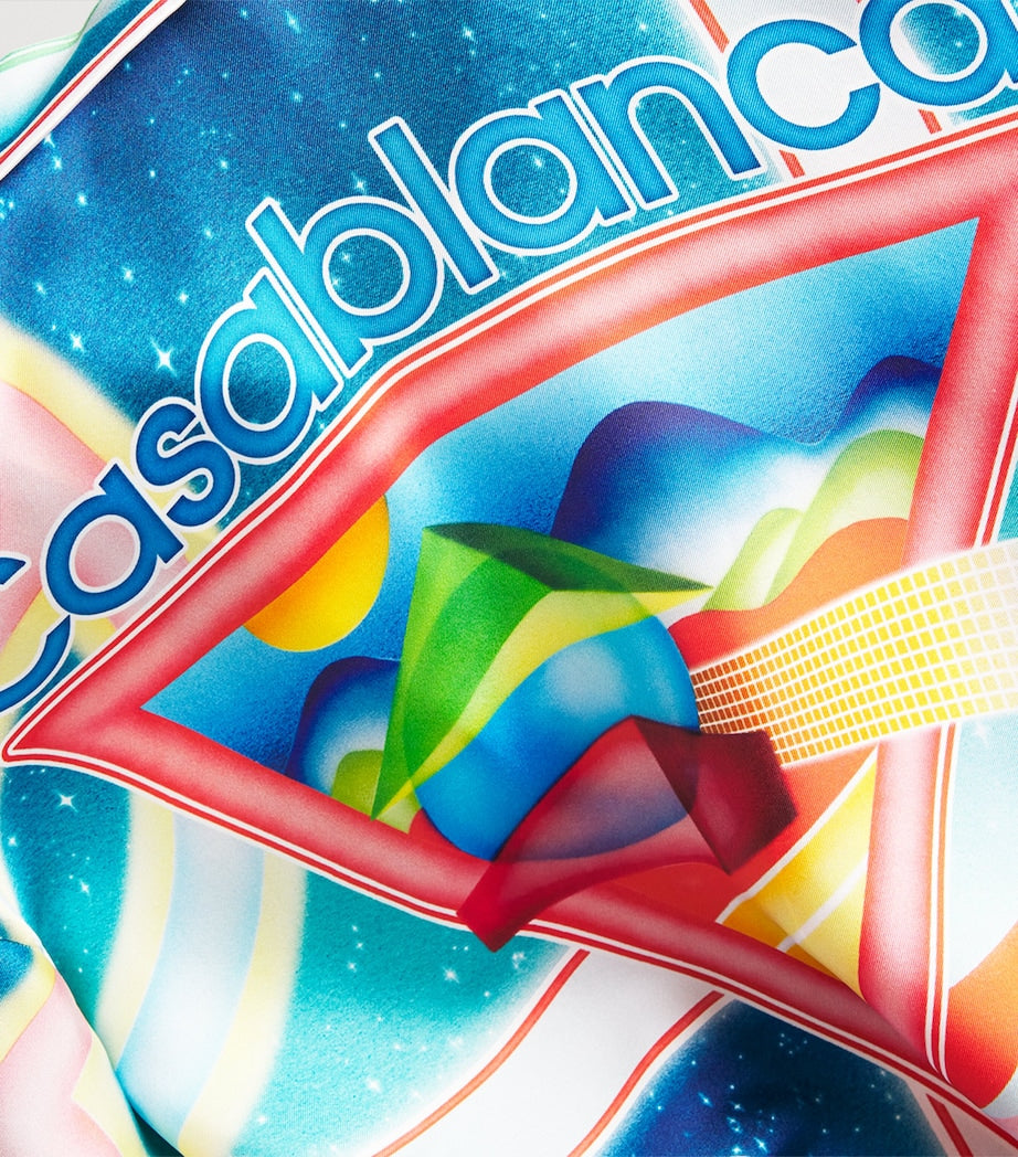 Silk Galaxy Court Print Short-Sleeve Shirt