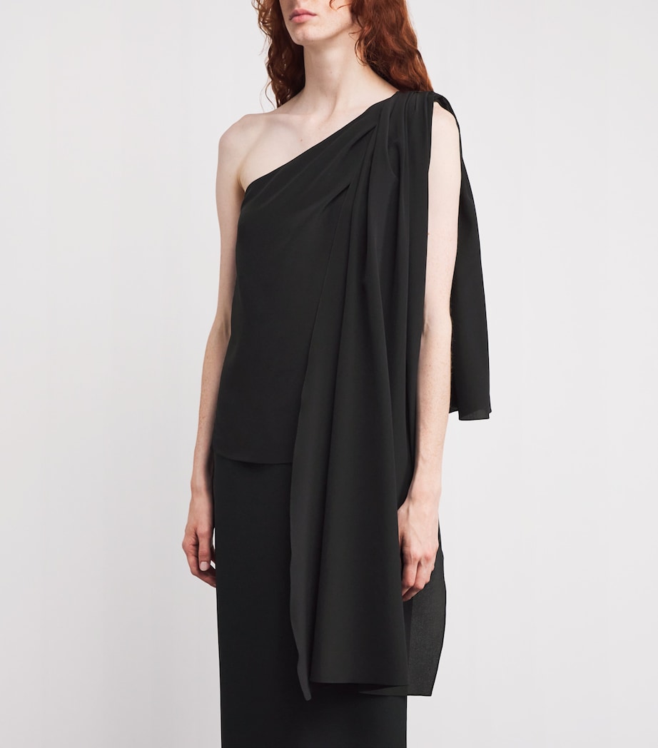 Emilia Wickstead Black Silk Draped Rosie Blouse