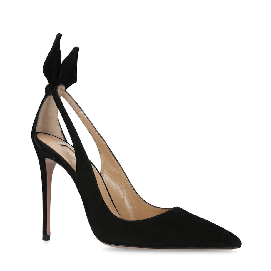 Aquazzura Black Suede Bow Tie Pumps 105