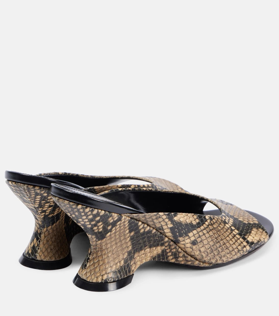 Dries Van Noten - Snake-effect leather mules