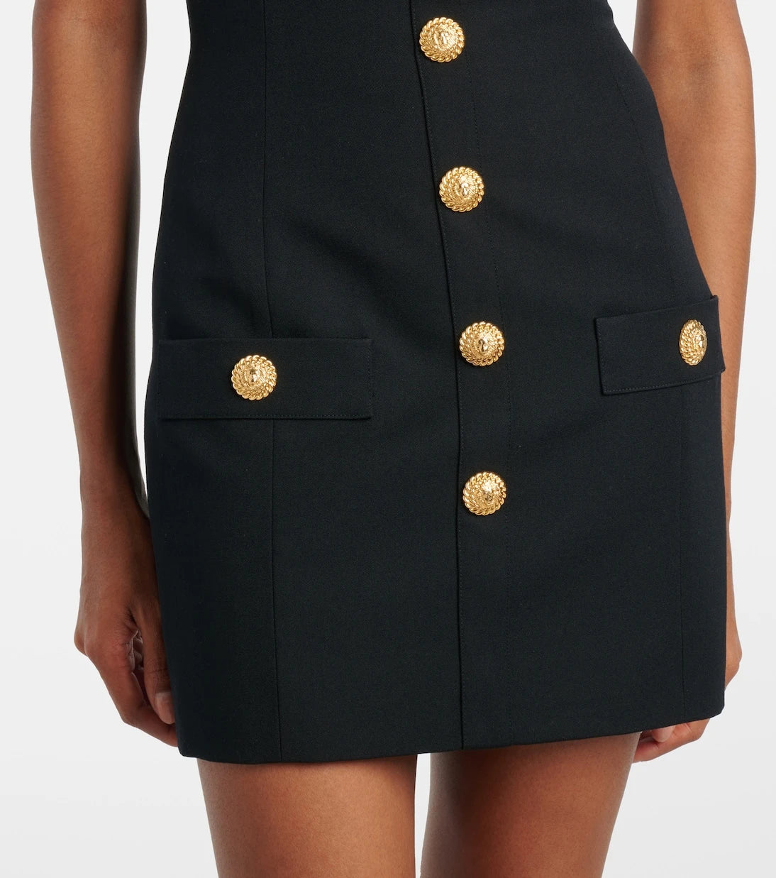 Balmain - Halterneck wool grain de poudre minidress