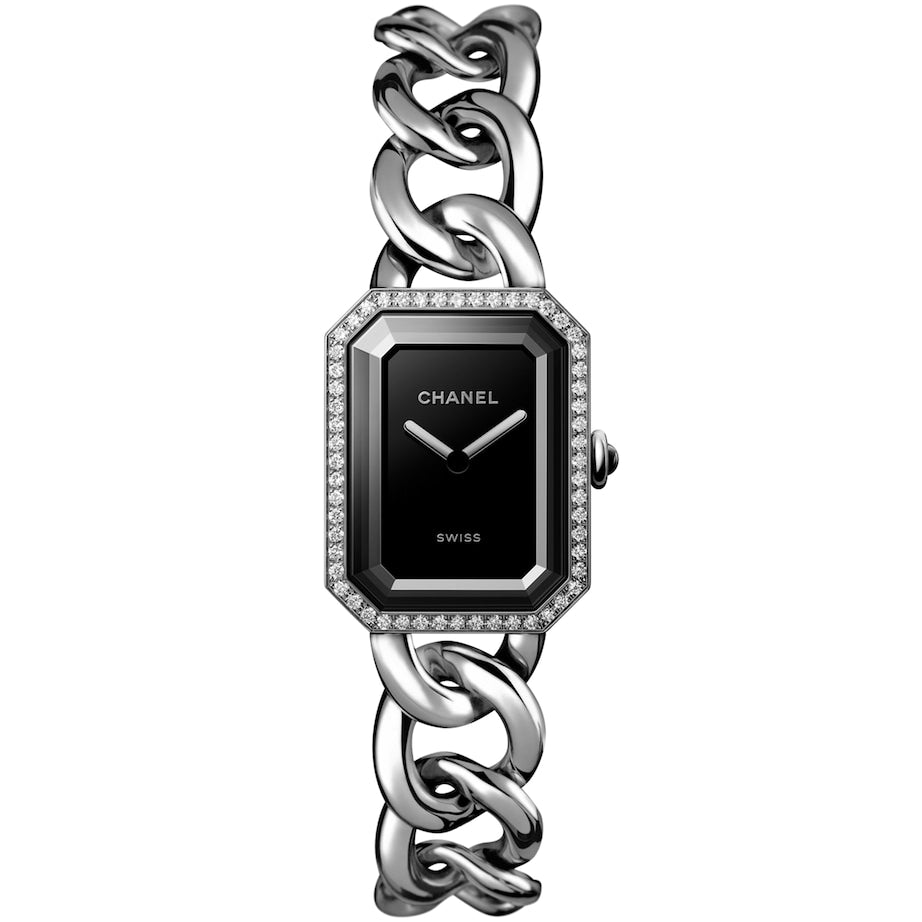 CHANEL Large Steel and Diamond PREMIÈRE GOURMETTE Chain Watch 20mm
