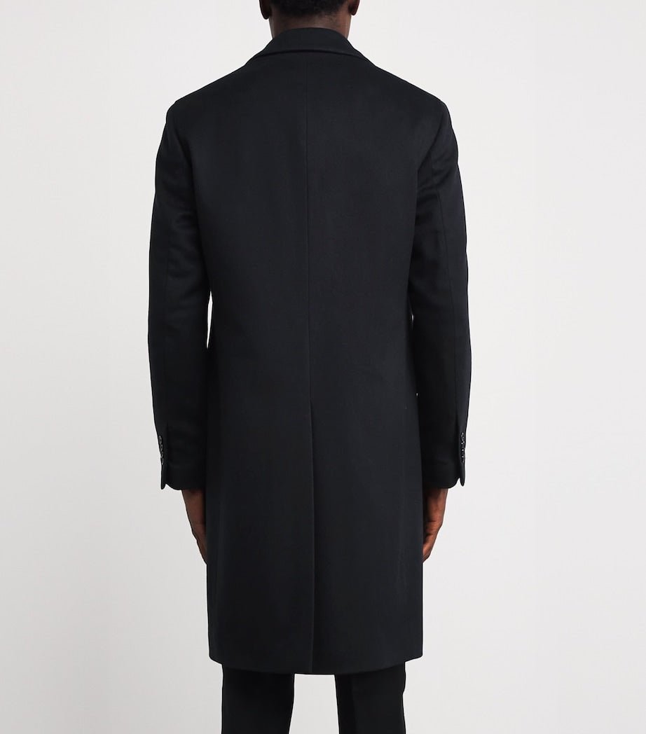 Navy Virgin Wool Overcoat