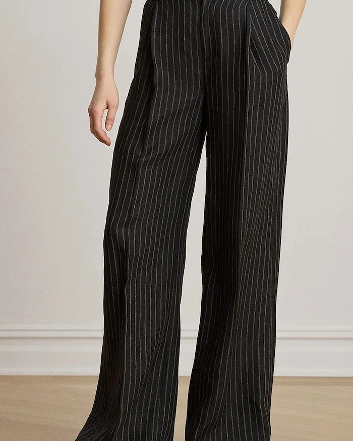 Lauren Ralph Lauren kadın geniş paça keten pantolon