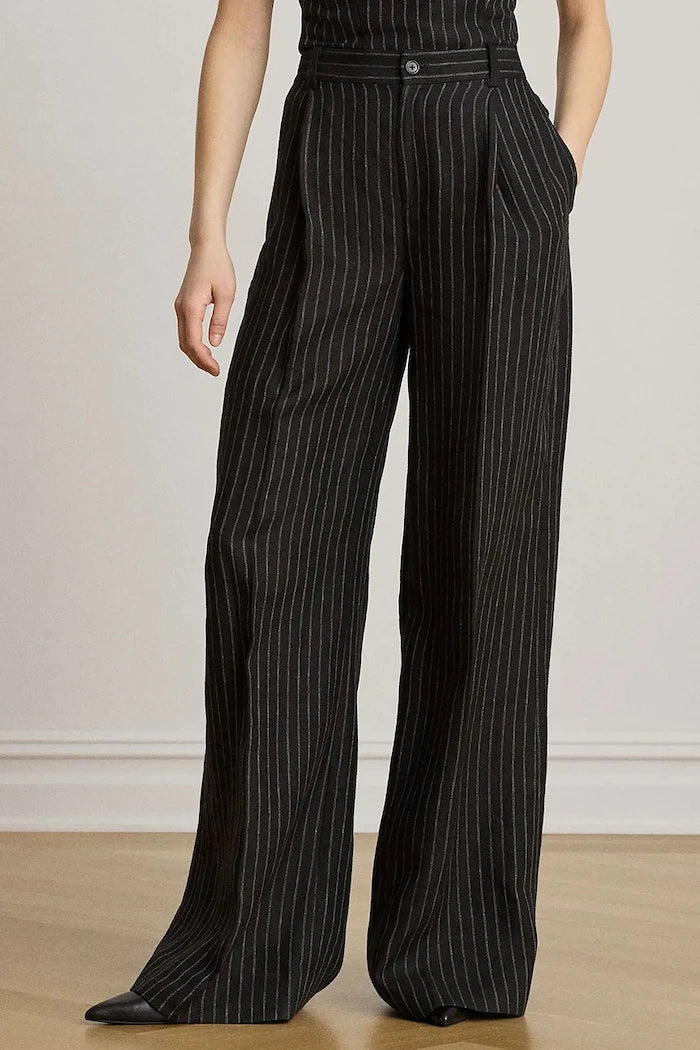 Lauren Ralph Lauren kadın geniş paça keten pantolon