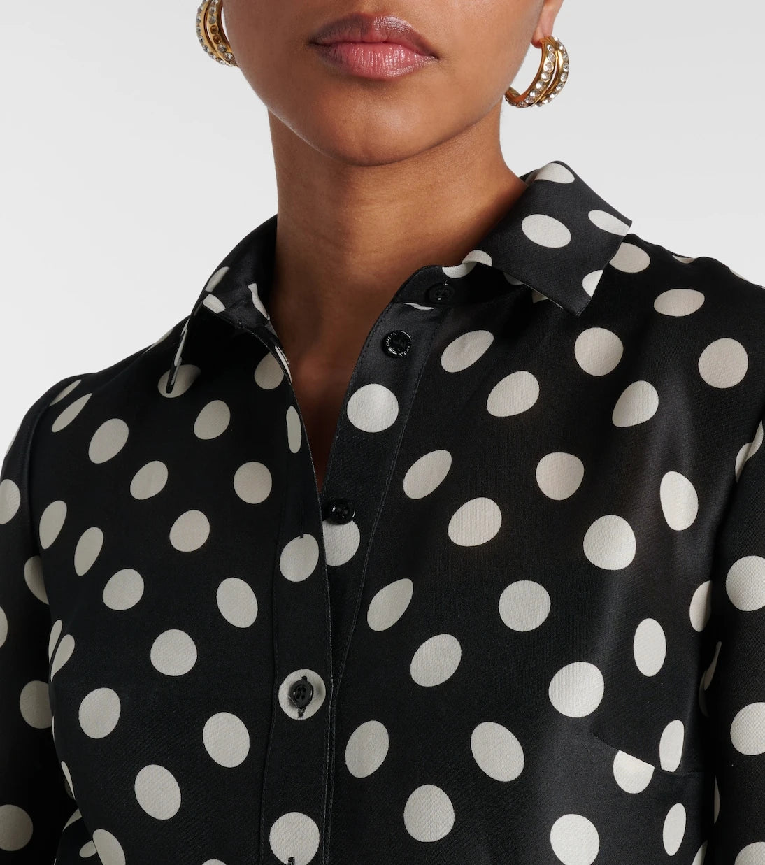 كارولينا هيريرا - فستان حريري منقط بتطريزات الزهور