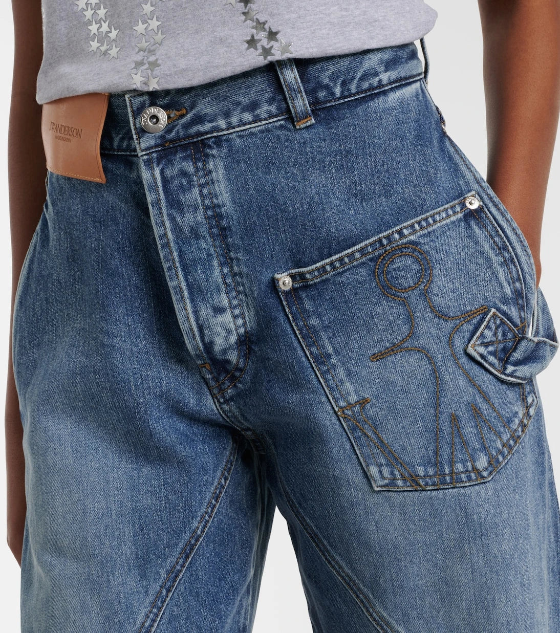 JW Anderson - Twisted embroidered straight jeans