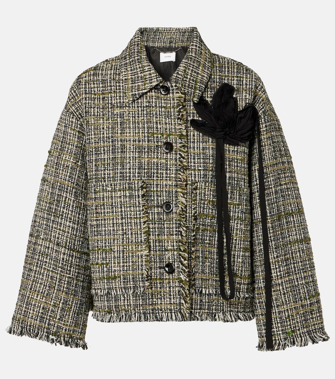 Erdem - Floral-appliqué tweed jacket