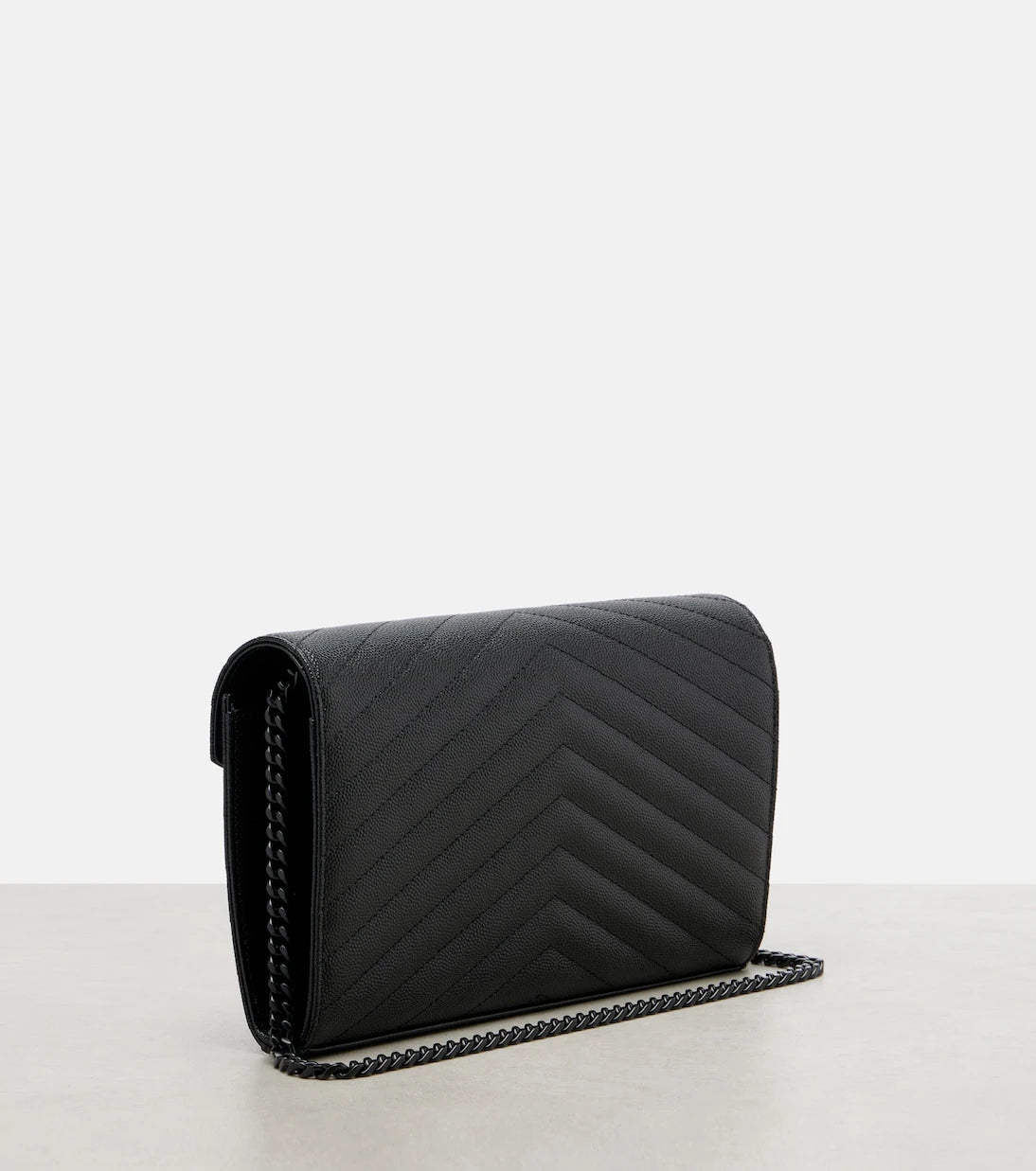 Saint Laurent - Cassandre matelassé leather wallet on chain